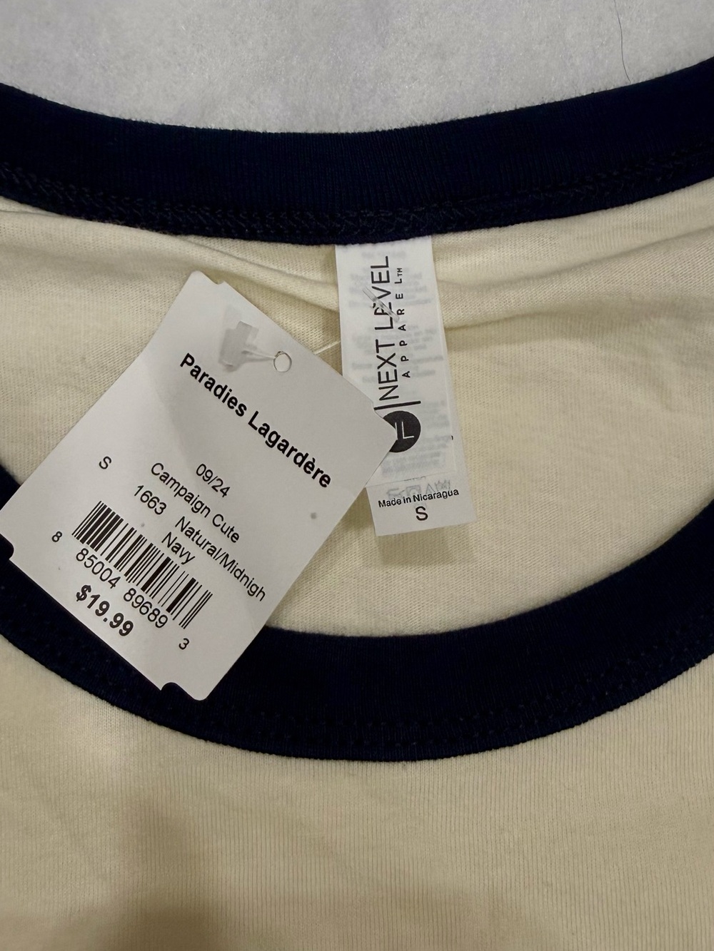 Next Level Apparel Natural with Navy Trim Ringer Tee